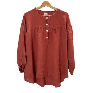 Pure Match USA 100% Linen 3/4 Sleeve Pull Over Blouse Size Medium